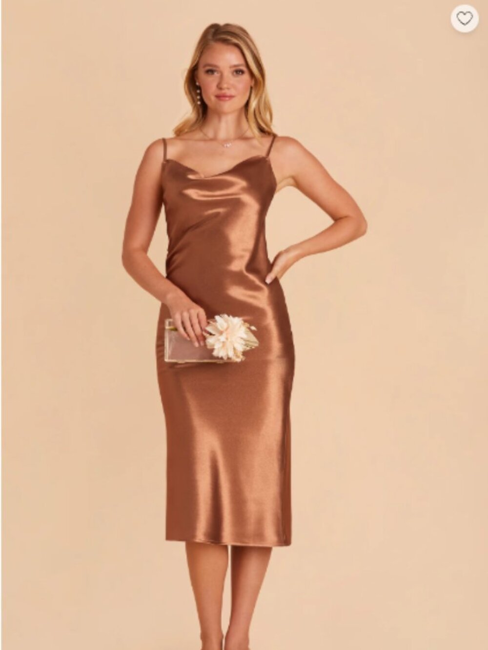 Birdy Grey Liza Rust Shiny Satin Midi Dress | Small